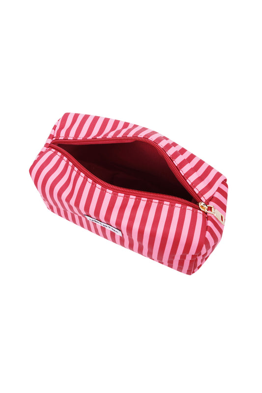 Make-up tas kleine strepen - Roze rood